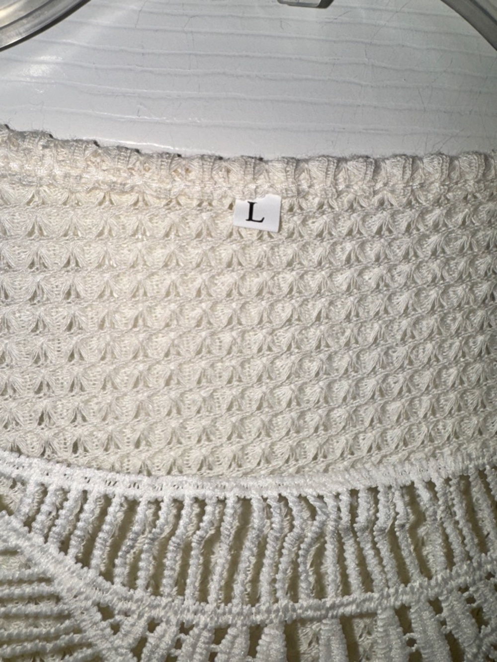 Women's Cream Crochet-Detail Short Sleeve Knit Top - Picture 6 of 8